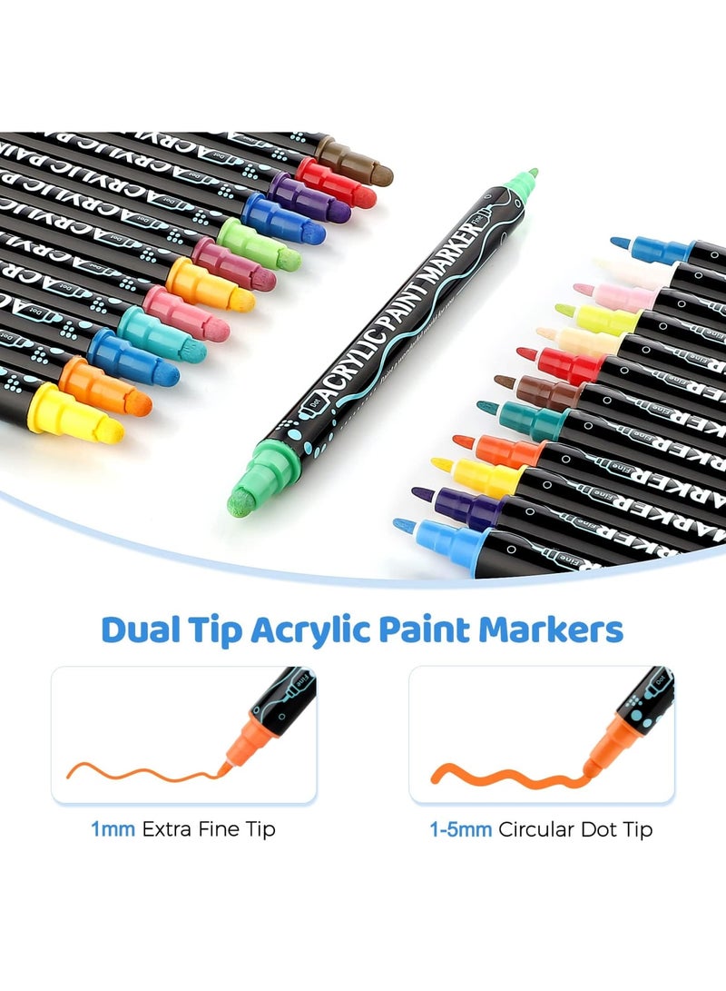 SYOSI 36-Color Acrylic Paint Markers, Dual Tip for Multi-Surface Art on Rock, Wood, Metal, and Canvas, Ideal for DIY Crafts and Professional Art Supplies - Image 5